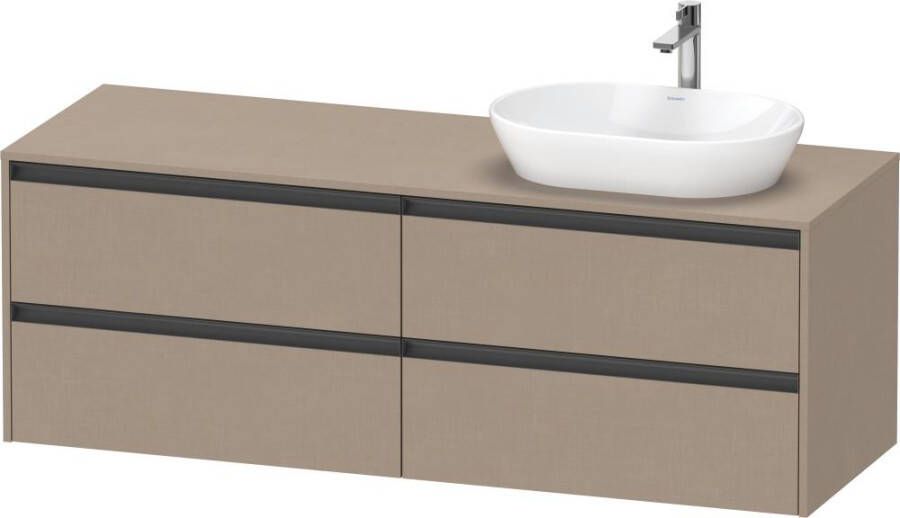 Duravit Ketho 2 wastafelonderbouwkast incl. consoleplaat met 4 laden voor waskom rechts 160x55x56.8cm met handgrepen antraciet hoogglans wit K24899R22220000 - Foto 2