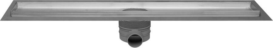 Easy Drain Multi inbouwdeel douchegoot met zijuitloop flens zonder rooster 60 cm RVS