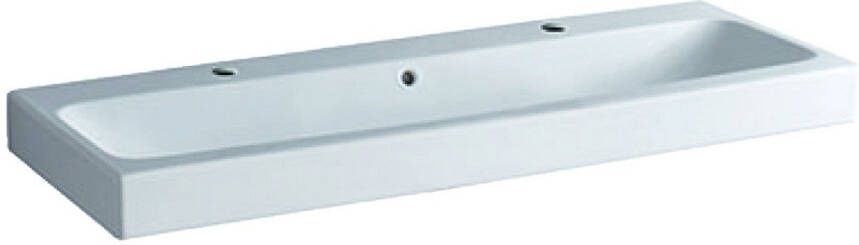 Geberit Icon wastafel 120x48.5x16cm 1 wasbak 2 kraangaten Links en rechts met overloopgat Keramiek Wit glans 124020000