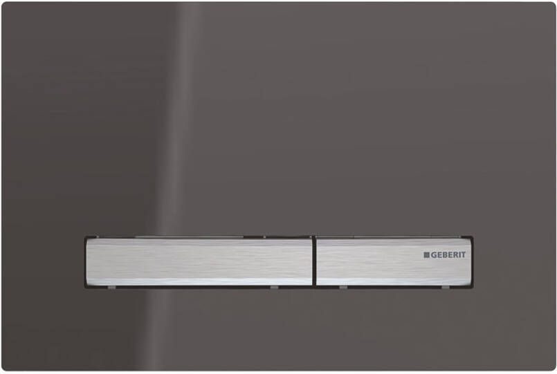 Geberit Sigma50 bedieningplaat 2-toets spoeling frontbediening voor toilet 24.6x16.4cm spiegelend rookglas chroom 115788SD2