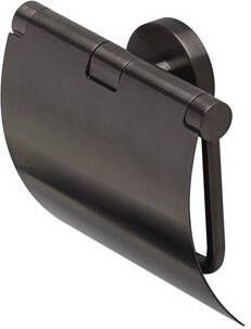 Geesa Nemox Toiletrolhouder met klep Zwart metaal geborsteld 916508-09 - Foto 2