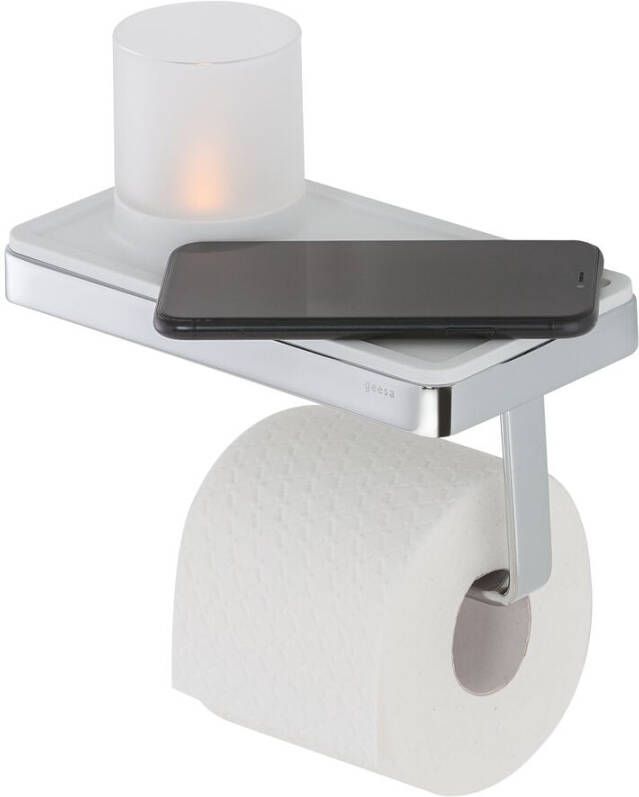 Geesa Frame Toiletrolhouder met planchet en (LED licht)houder Wit Chroom 91888902 - Foto 3