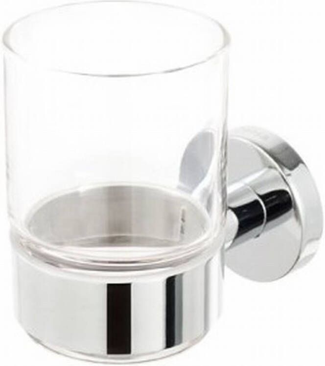 GEESA Nemox Stainless Steel glashouder rvs verchroomd met beker hxbxd 99x66x102mm kleur chroom