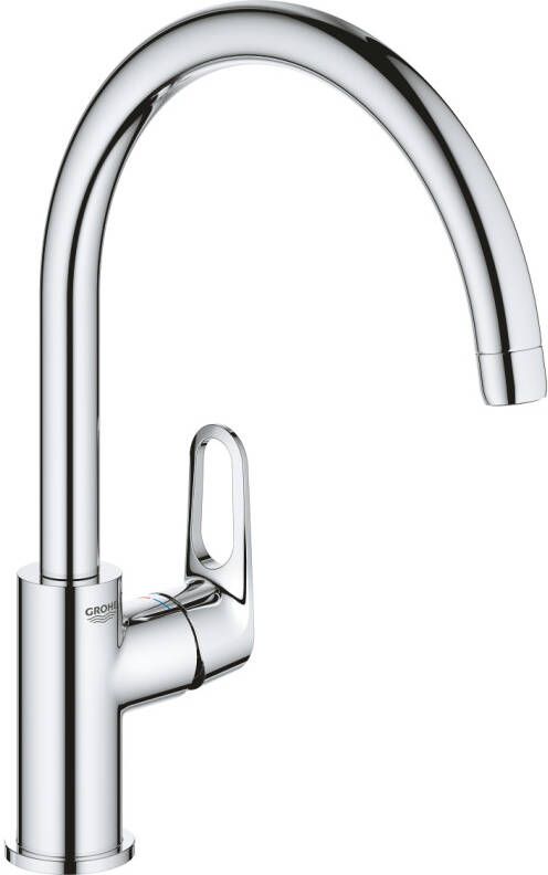 GROHE BauFlow eengreeps keukenmengkraan met hoge draaibare C-uitloop chroom