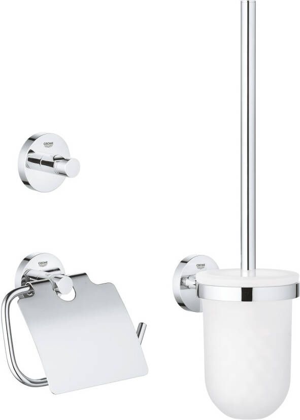 Grohe Essentials Toilet accessoireset 3-delig met toiletborstelhouder handdoekhaak en toiletrolhouder met klep chroom 40407001 - Foto 2