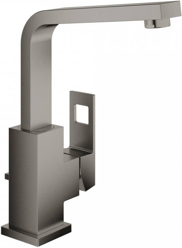 GROHE Eurocube eengreeps wastafelmengkraan L-size met draaibare uitloop en pop-up waste geborsteld hard graphite