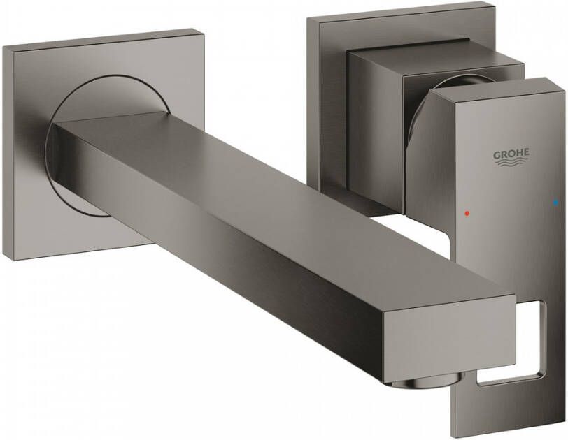 GROHE Eurocube tweegats wastafelmengkraan M-size wandgemonteerd geborsteld hard graphite