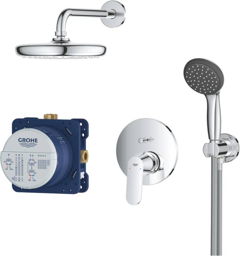 Grohe Get Regendoucheset opbouw hoofddouche 21cm handdouche rond -inclusief inbouwbox chroom 25220001