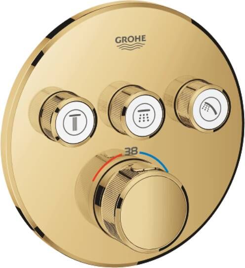 GROHE Grohtherm SmartControl afbouwdeel thermostatische mengkraan met 3-weg omstelling rond met QuickFix cool sunrise