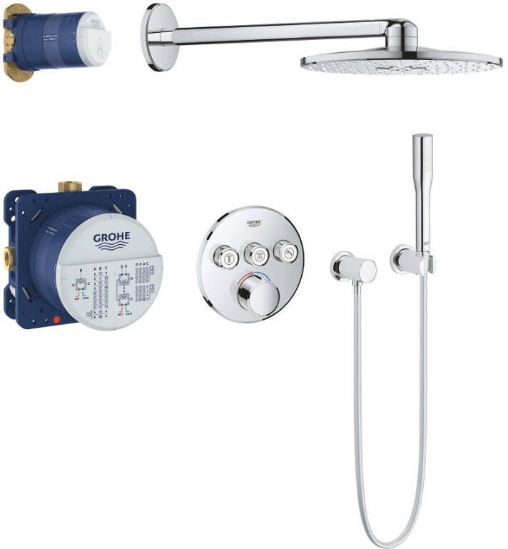 Grohe SmartControl Regendoucheset Inbouw hoofddouche rond 31cm 2 functies handdouche staaf chroom 34709000