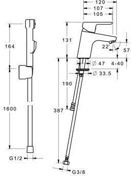 Hansa Primo eengreeps wastafelkraan met solide hendel en Bidetta handdouche voorzien van flexibele aansluitslang 13 1 cm chroom