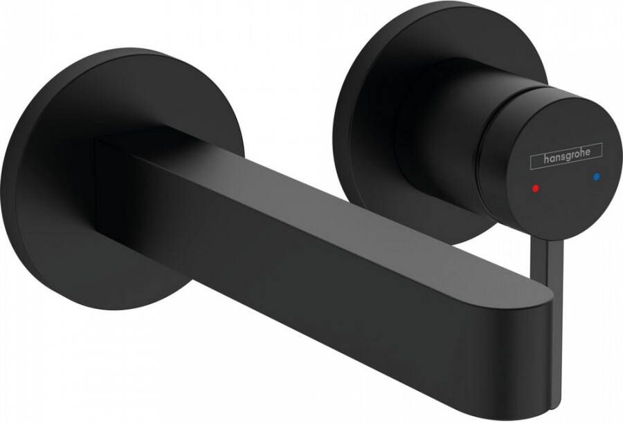 Hansgrohe Finoris ééngreeps wastafelmengkraan inbouw voorsprong 168 mm met afvoerplug mat zwart