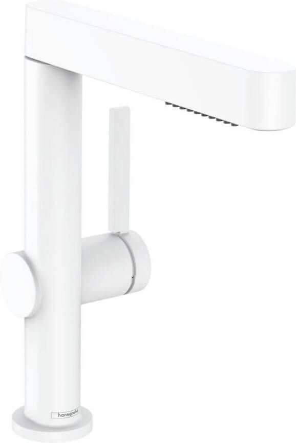 Hansgrohe Finoris ééngreeps wastafelmengkraan comfortzone 230 met uittrekbare vuistdouche inclusief PushOpen wastegarnituur 25 8 cm mat wit