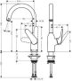 Hansgrohe M42 M421-H220 1-gats keukenkraan m. 360° draaibare uitloop RVS 71802800 - Thumbnail 2
