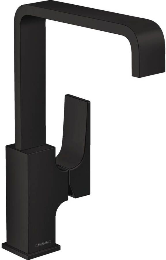 Hansgrohe Metropol wastafelkraan 230 met push open waste m. 120° draaibare uitloop 16.5cm mat zwart 32511670