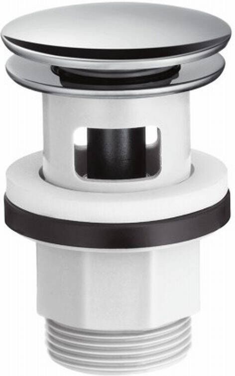 Hansgrohe plug univ kunststof chroom 1.1 4" met overloopgat met drukstop