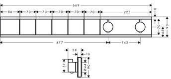 Hansgrohe RainSelect afbouwdeel v. inbouw douchekraan thermostatisch v. 5 functies 66.9x90cm chroom