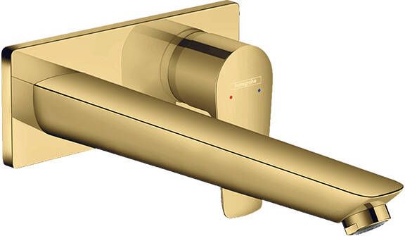 Hansgrohe Talis E ééngreeps wastafelmengkraan afbouwdeel voor wandmontage plaat voorsprong 225 mm en afvoerplug Polished Gold Optic