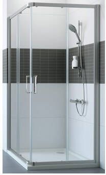 Hüppe Classics 2 schuifdeur 2 delig v. hoekinstap(1 2)100x190cm m. Anti Plaque zilver hoogglans helder - Foto 3