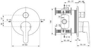 Ideal Standard Ceraplus 2 afbouwdeel v. inbouw badkraan m. omstel Ø16.3cm chroom