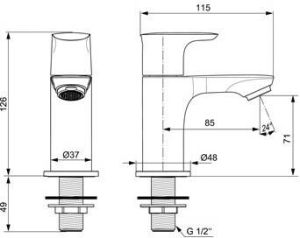 Ideal Standard Connect Air 1-gats fonteinkraan 12 6 cm chroom