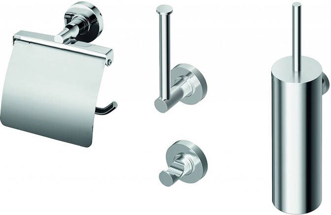 Ideal Standard Iom toiletaccessoires set met handdoekhaak closetrolhouder met deksel met closetborstelgarnituur en reserverolhouder chroom K7211NU - Foto 2