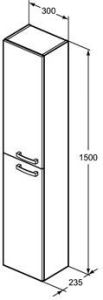 Ideal Standard Tiempo hoge kast m. 2 deuren 30x150cm links rechts glansgrijs