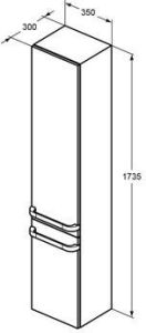 Ideal Standard Tonic II hoge kast m. 2 deuren 35x173.5x30cm links z. greep glanswit