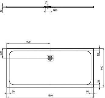 Ideal Standard Ultraflat Solid douchebak rechthoekig 200x100x3cm betongrijs K8327FS - Foto 2
