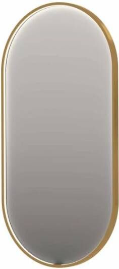 INK SP28 ovale spiegel verzonken in kader met dimbare LED-verlichting color changing spiegelverwarming en schakelaar 120 x 4 x 40 cm geborsteld mat goud