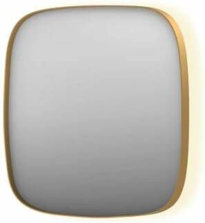 INK SP30 contour spiegel in stalen kader met dimbare indirecte LED-verlichting spiegelverwarming color changing en schakelaar 100 x 4 x 100 cm geborsteld mat goud