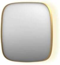 INK SP30 contour spiegel in stalen kader met dimbare indirecte LED-verlichting spiegelverwarming color changing en schakelaar 40 x 4 x 40 cm geborsteld mat goud