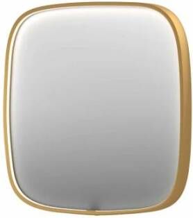 INK SP31 contour spiegel in stalen kader met dimbare directe LED-verlichting spiegelverwarming color changing en schakelaar 100 x 4 x 100 cm geborsteld mat goud