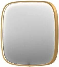 INK SP31 contour spiegel in stalen kader met dimbare directe LED-verlichting spiegelverwarming color changing en schakelaar 80 x 4 x 80 cm geborsteld mat goud