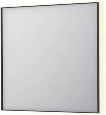 INK SP32 rechthoekige spiegel in stalen kader met dimbare indirect LED-verlichting spiegelverwarming color changing en schakelaar 80 x 4 x 80 cm mat zwart