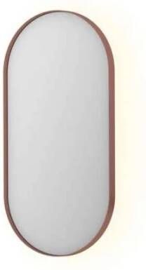 INK SP21 ovale spiegel verzonken in stalen kader met indirecte LED-verlichting verwarming colour-changing en sensorschakelaar 80 x 40 x 4 cm geborsteld koper