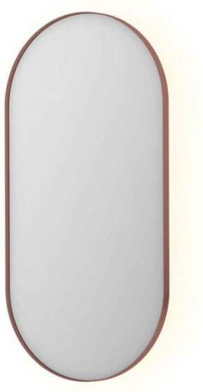 INK SP21 ovale spiegel verzonken in stalen kader met indirecte LED-verlichting verwarming colour-changing en sensorschakelaar 120 x 60 x 4 cm geborsteld koper