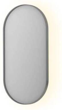 INK SP21 ovale spiegel verzonken in stalen kader met indirecte LED-verlichting verwarming colour-changing en sensorschakelaar 80 x 40 x 4 cm geborsteld RVS