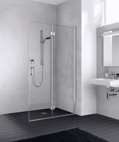 Kermi Liga inloopdouche 120x200 cm rechts met pendel vouwdeur matzilver helder glas