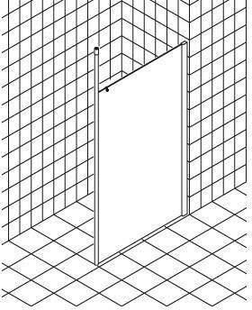 Kermi Walk-in XS douchewand Wall rechts m. plafondsteun 120x200cm m. doorlopend muurprofiel m. Clean glanszilver helder