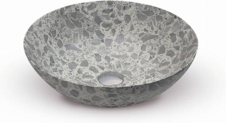 LoooX Ceramic Terrazzo opzetwastafel rond 40x15cm grey - Foto 2