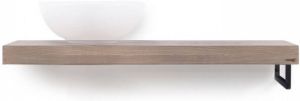 LoooX Wooden Base Shelf Solo wastafelblad met handdoekhouder rechts 100 x 46 x 7 cm eiken old grey-mat zwart