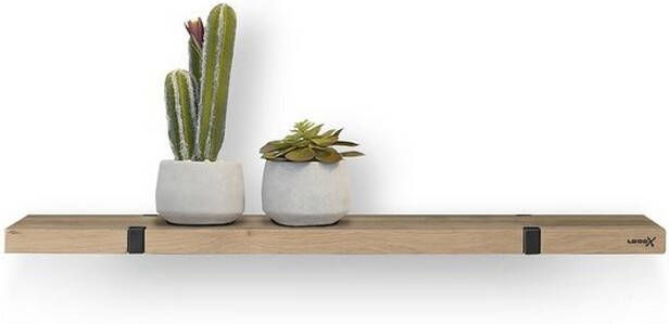 LoooX Wooden Wall Shelf Solo 60x15x3 cm met mat zwarte ophanging eiken old grey