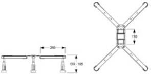 Mepa douchebaksteun m. 5 verstelbare poten 125 180mm
