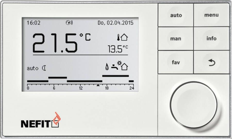 NEFIT Moduline 3000WA klokthermostaat verwarmen koelen weerstandopnemer RAL9016 hxbxd