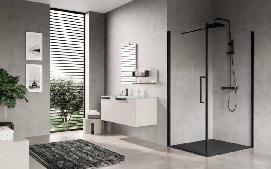 Novellini Young plus 117 zijw. ver.117-119cm held.glas mat zwart mat zwart