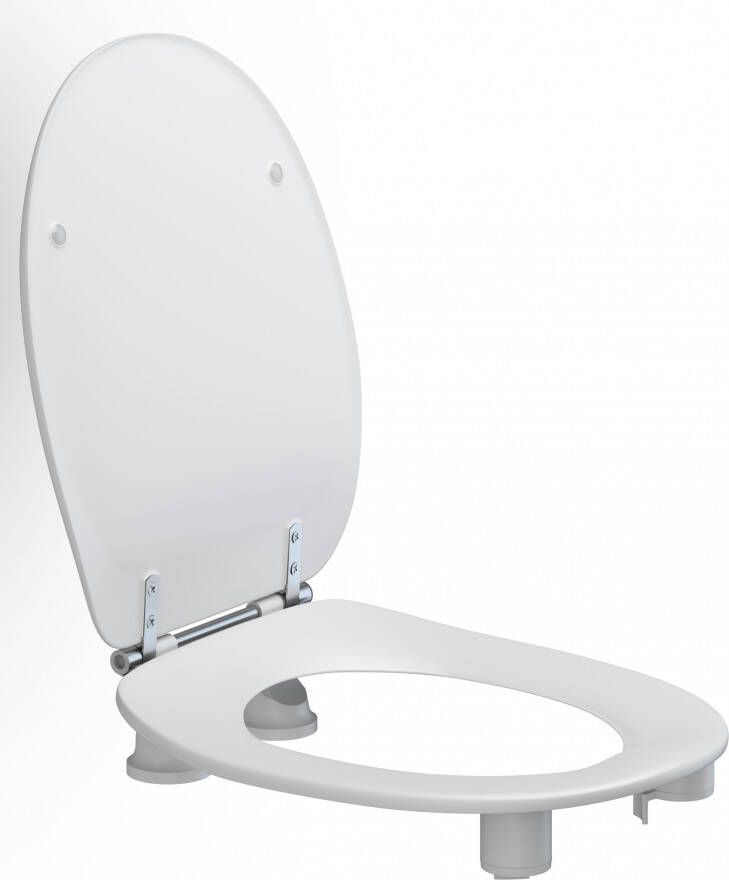 Pressalit Projecta Pro closetzitting met deksel met verhoogd scharnier 50mm met doorlopende pen wit 896011DC9999