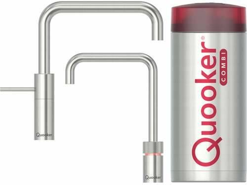 Quooker Nordic Square Twintaps 3-in-1 kokend waterkraan met PRO3 boiler rvs