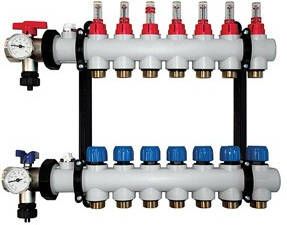 REHAU P-HKVD kunststof vloerverwarming verdeler 6 groeps zonder pomp LxBxH 400 x 375 x 95 mm 13215821002 - Foto 2