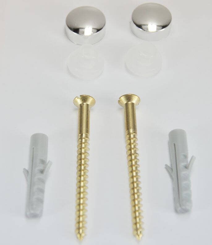 Riko Potschroevenset zonder plug 2 stuks messing 5.5 x 70 mm afdekdop chroom